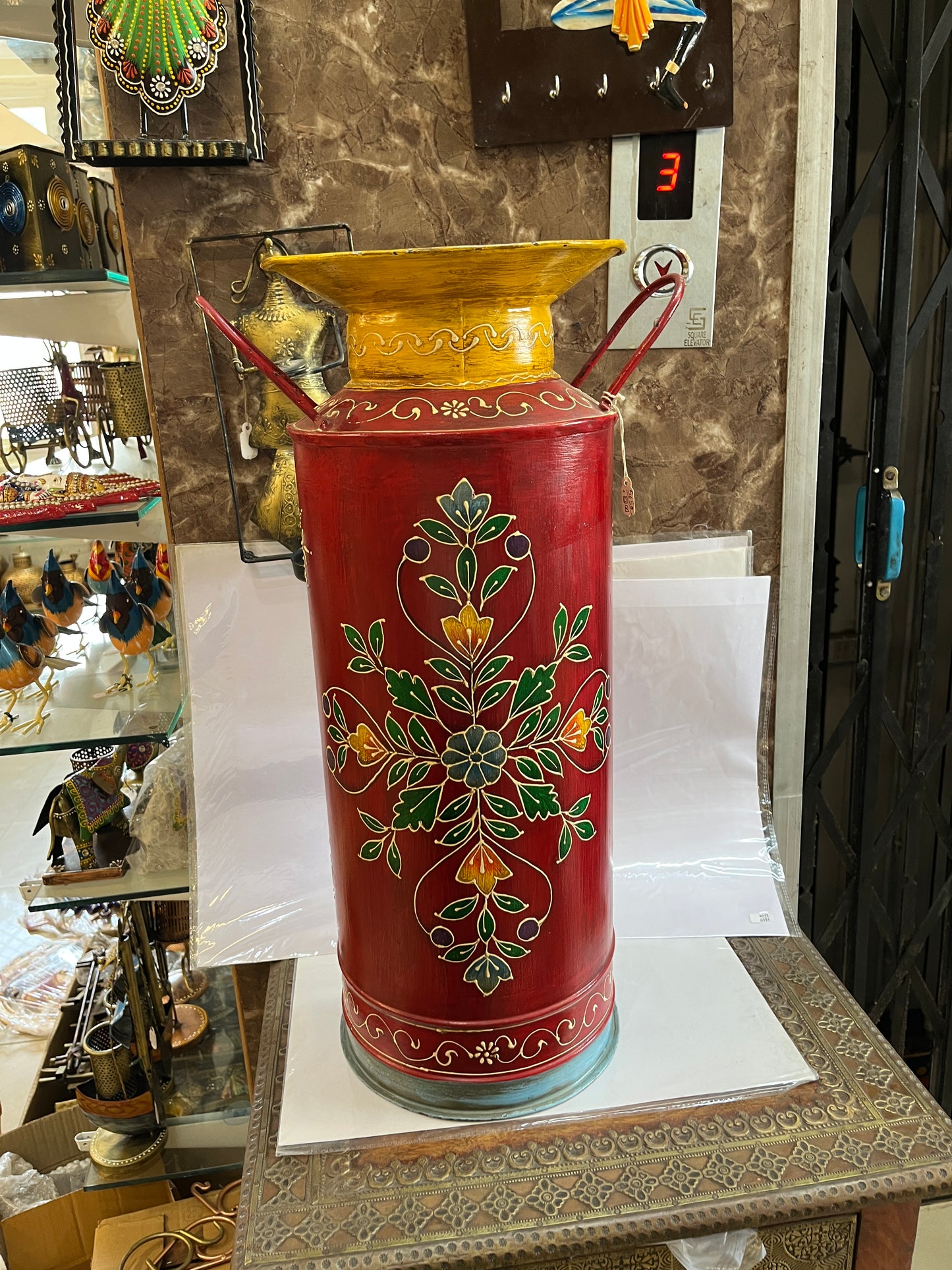 Handcrafted Metal Floral Floor Vase