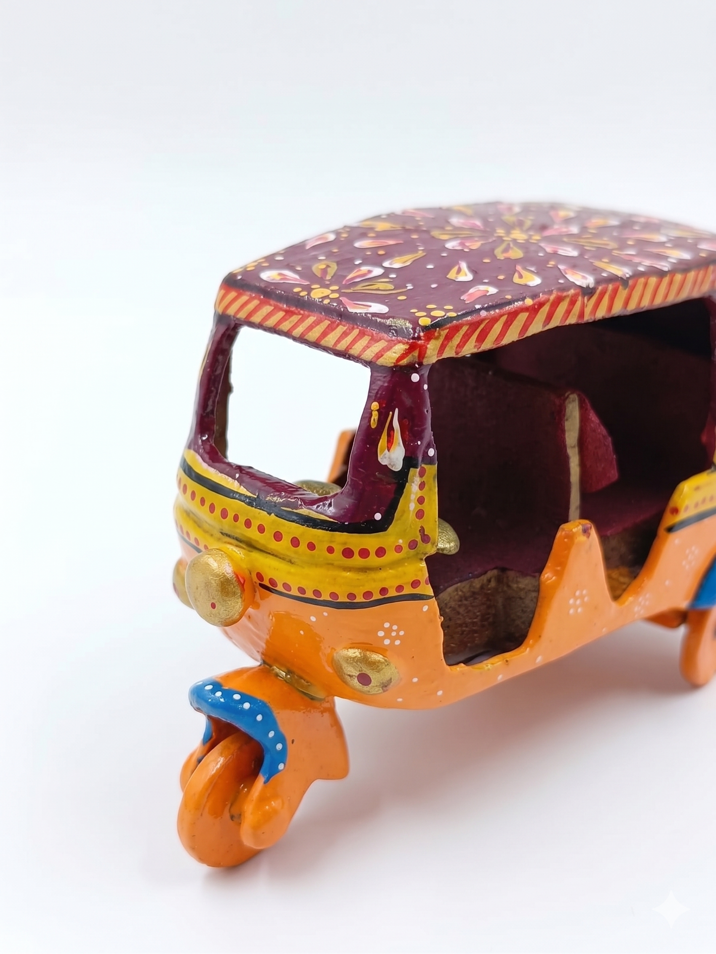 Hand-Painted Wooden Auto Rickshaw Showpiece