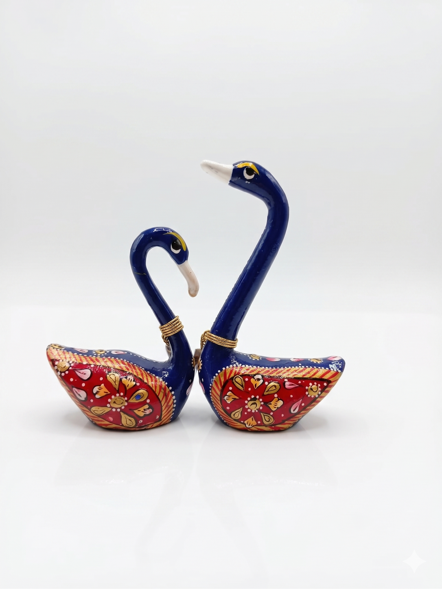 Hand-Painted Wooden Swan Pair Figurine