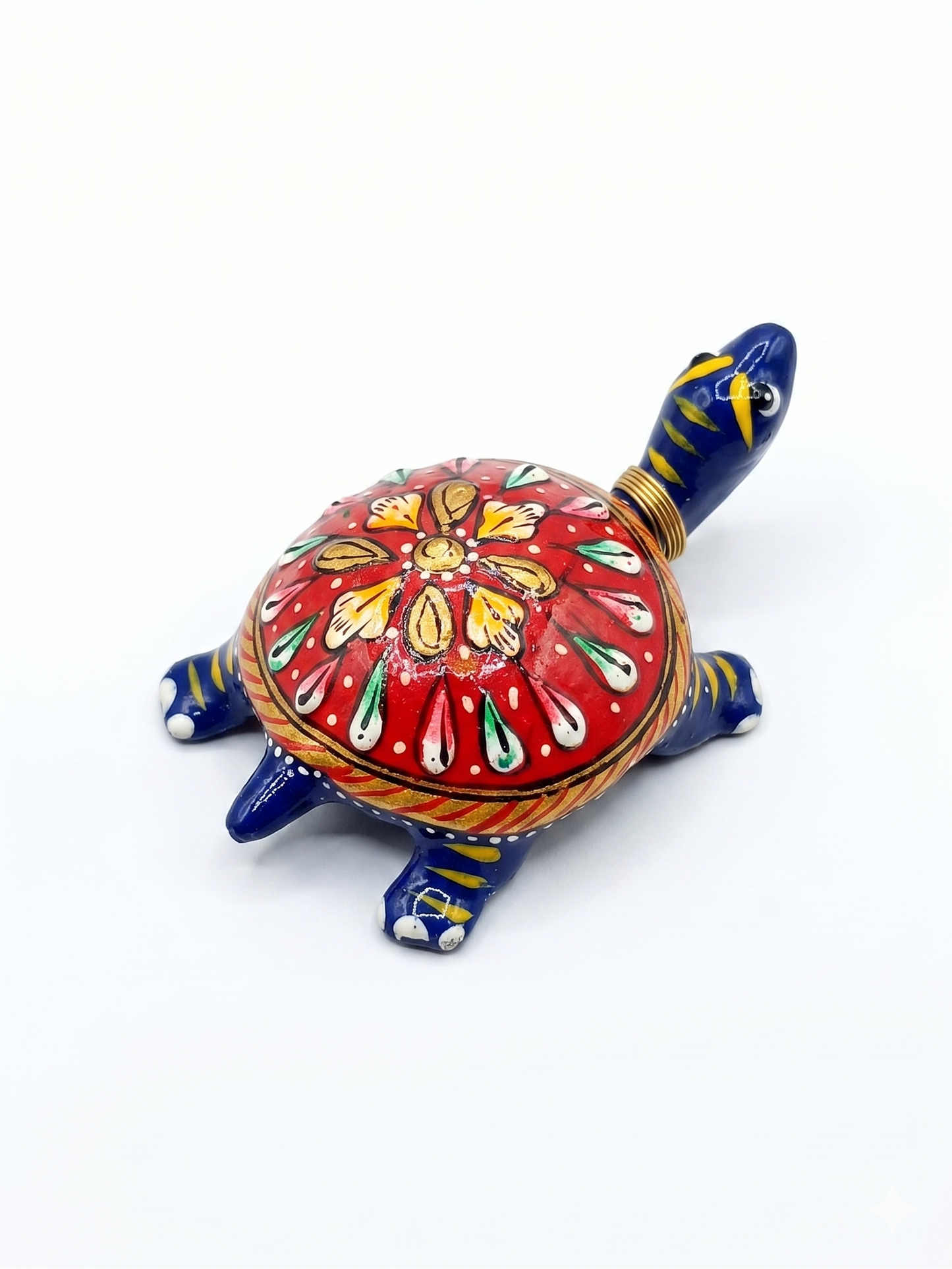 Hand-Painted Wooden Turtle Bobblehead Figurine