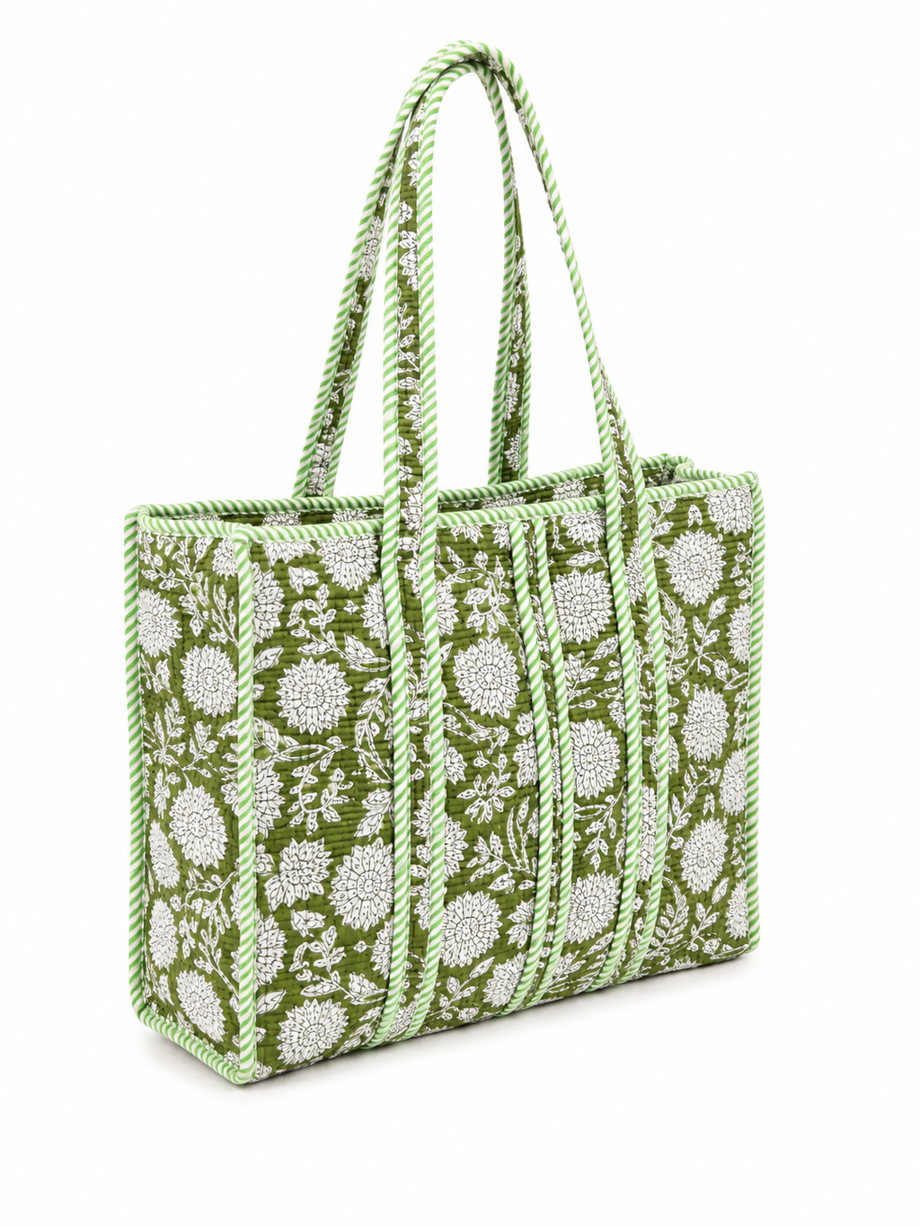 The Sage Blossom Quilted Tote (XL)