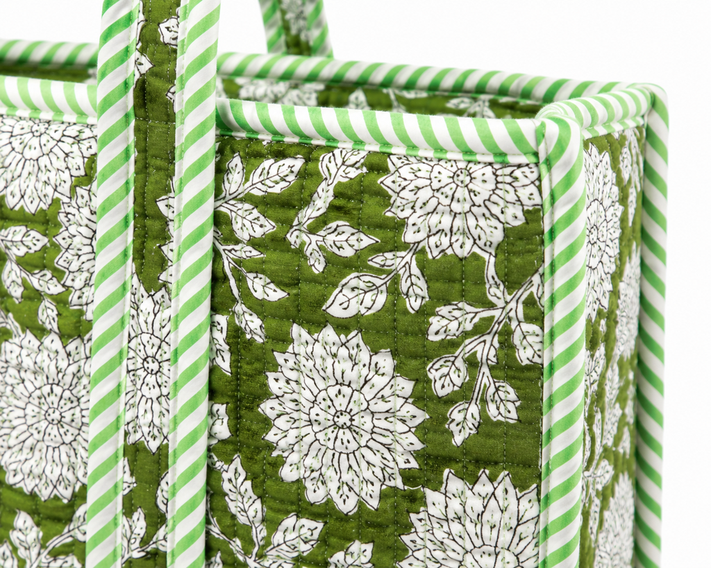 The Sage Blossom Quilted Tote (XL)