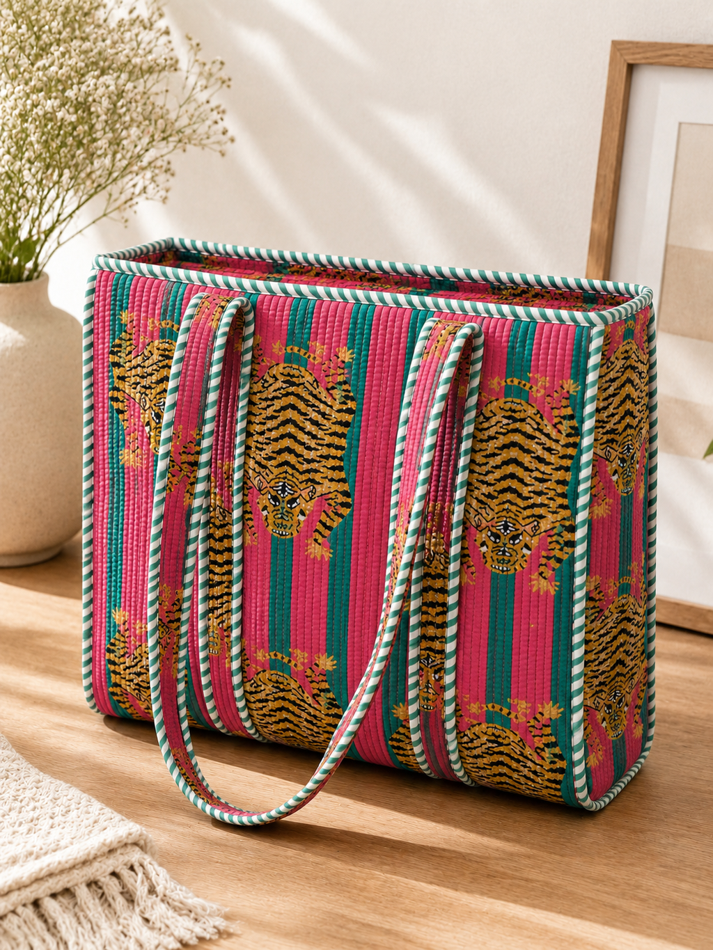 The Prowling Pink Quilted Tote (XL)