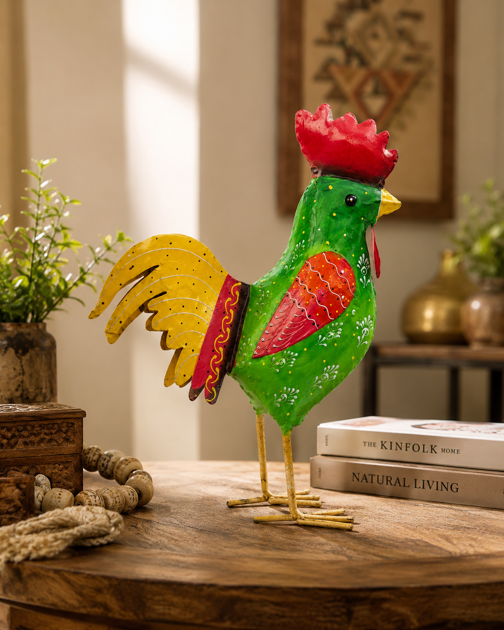Colourful rooster figurine