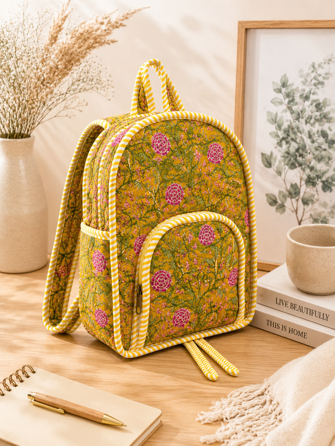 Quilted Printed bag pack