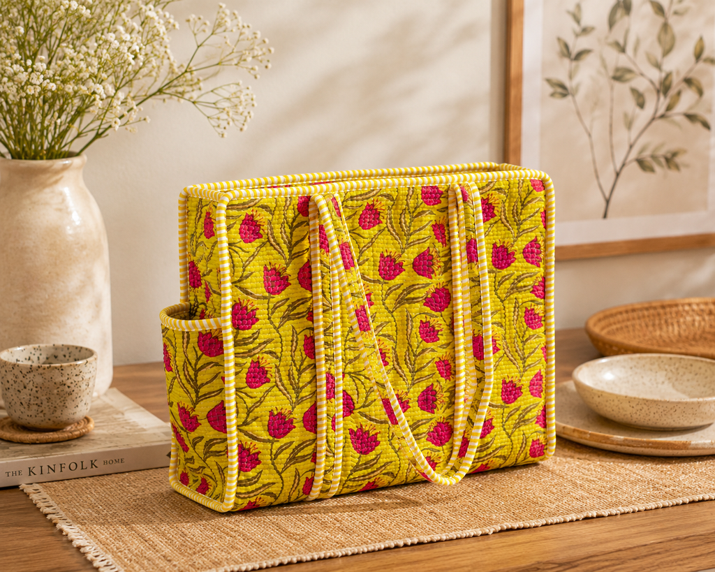 Floral Green Tote (L)