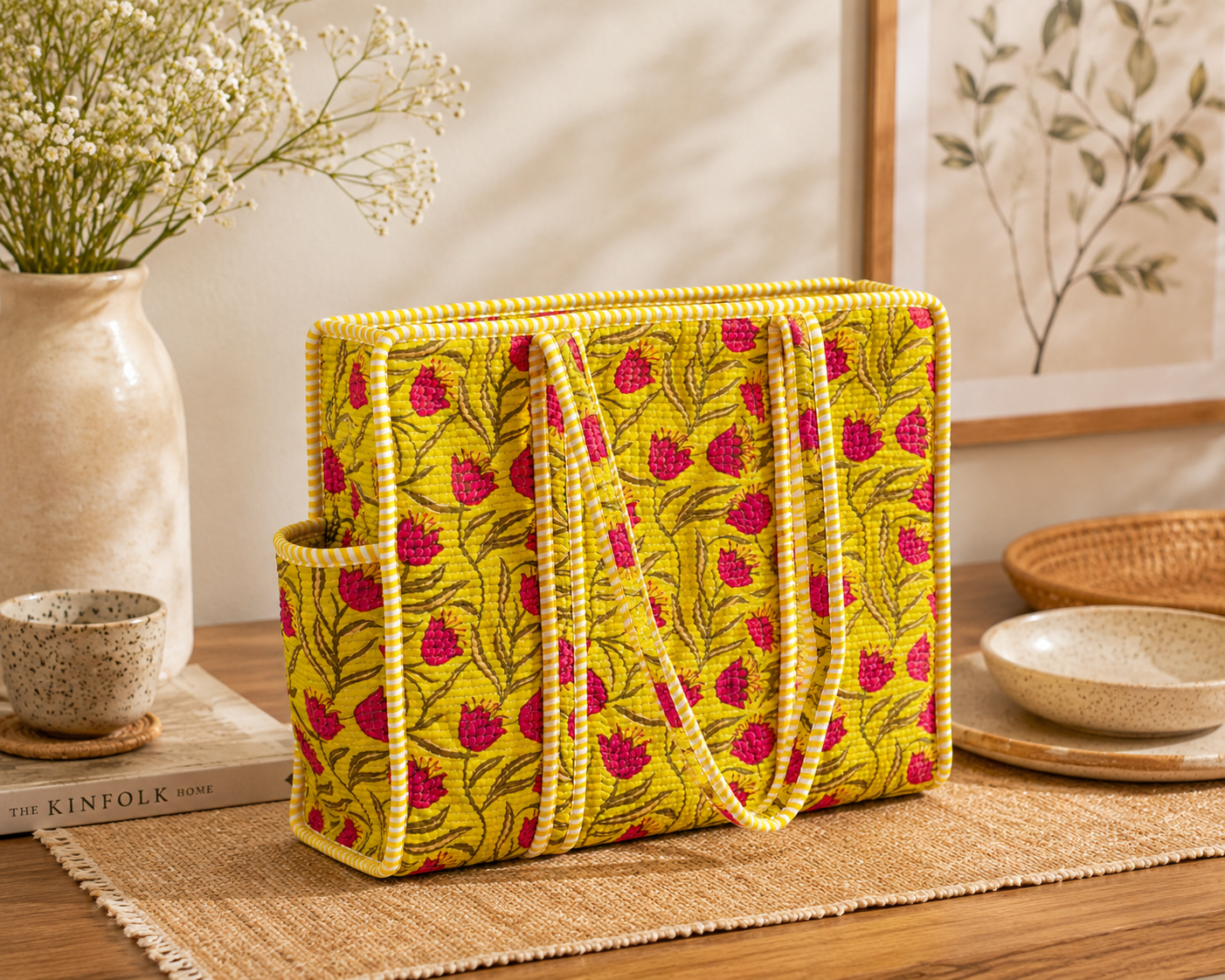 Floral Green Tote (L)