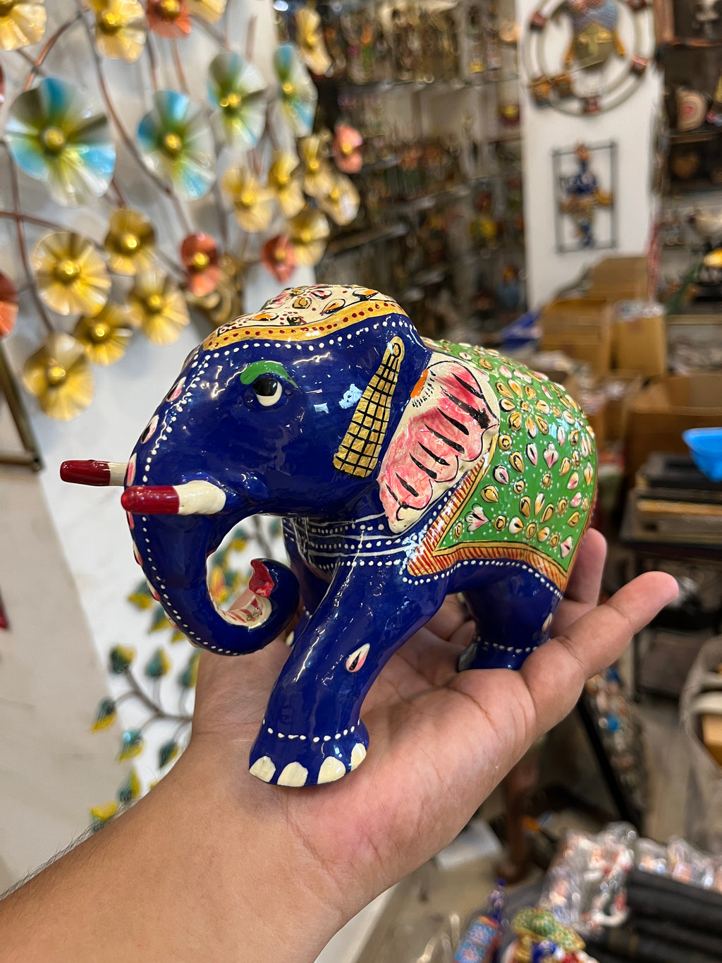 Handcrafted Decorative Blue Elephant Showpiece