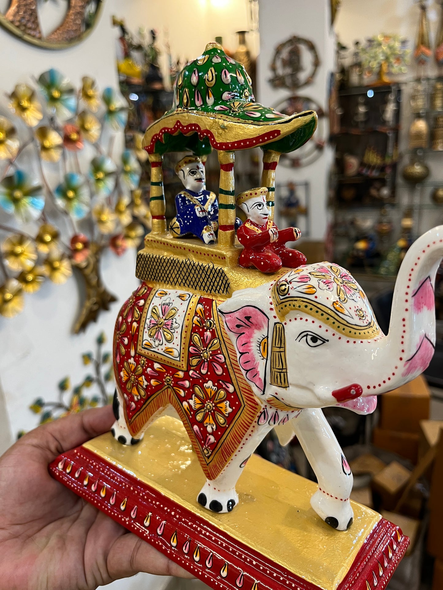 Handcrafted Royal Elephant Procession Showpiece