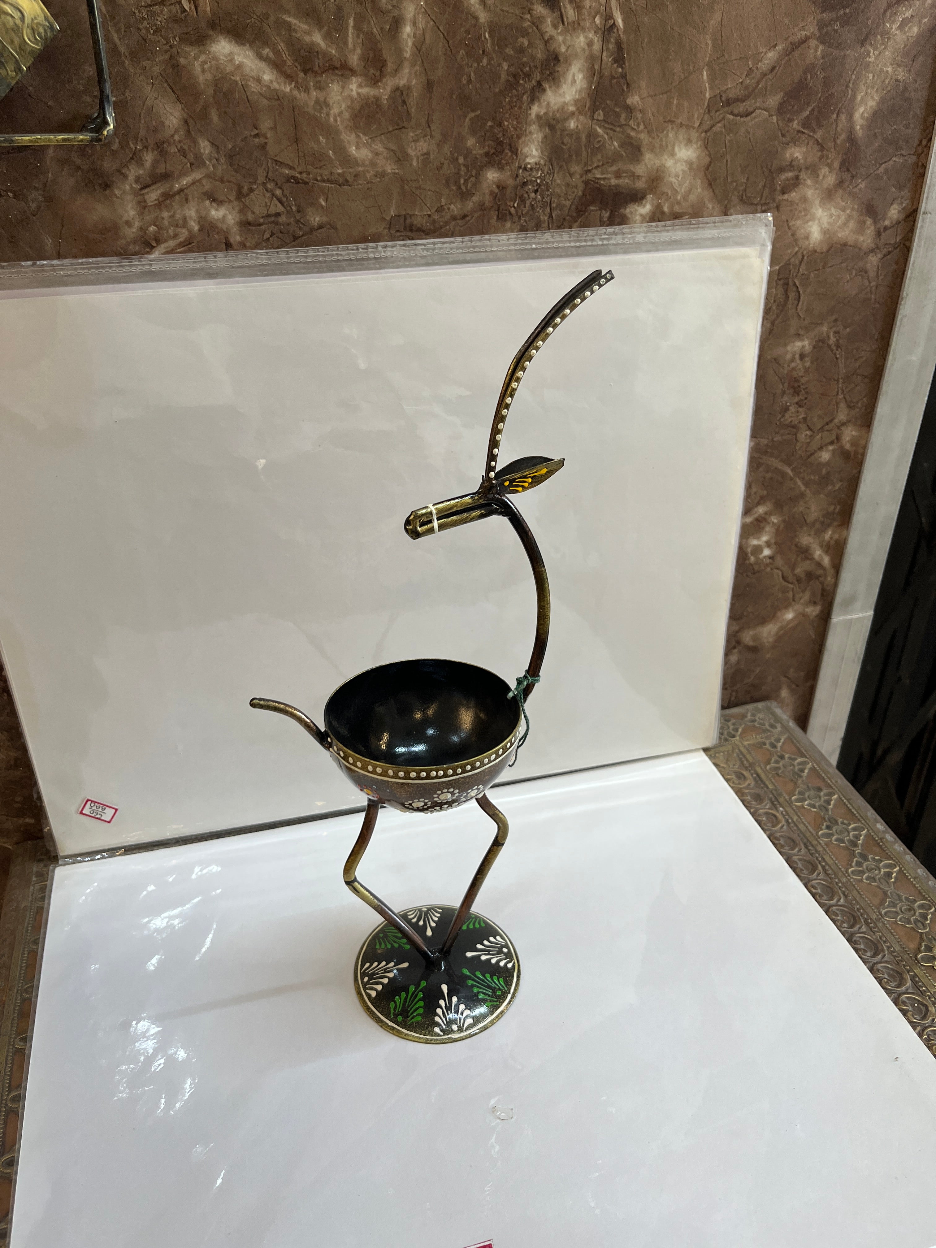 Handcrafted Metal Deer T-Light Holder / Decor Bowl
