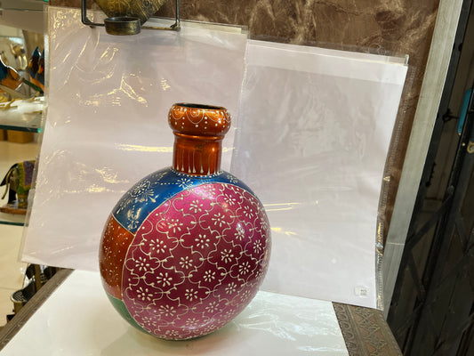 Hand-Painted Multicolored Metal Vase