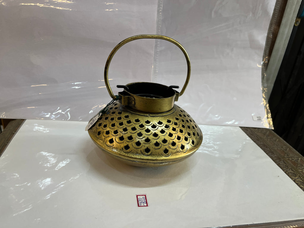Handcrafted Antique Gold Metal Cut-Out Lantern
