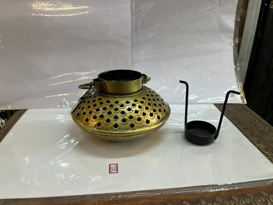 Handcrafted Antique Gold Metal Cut-Out Lantern