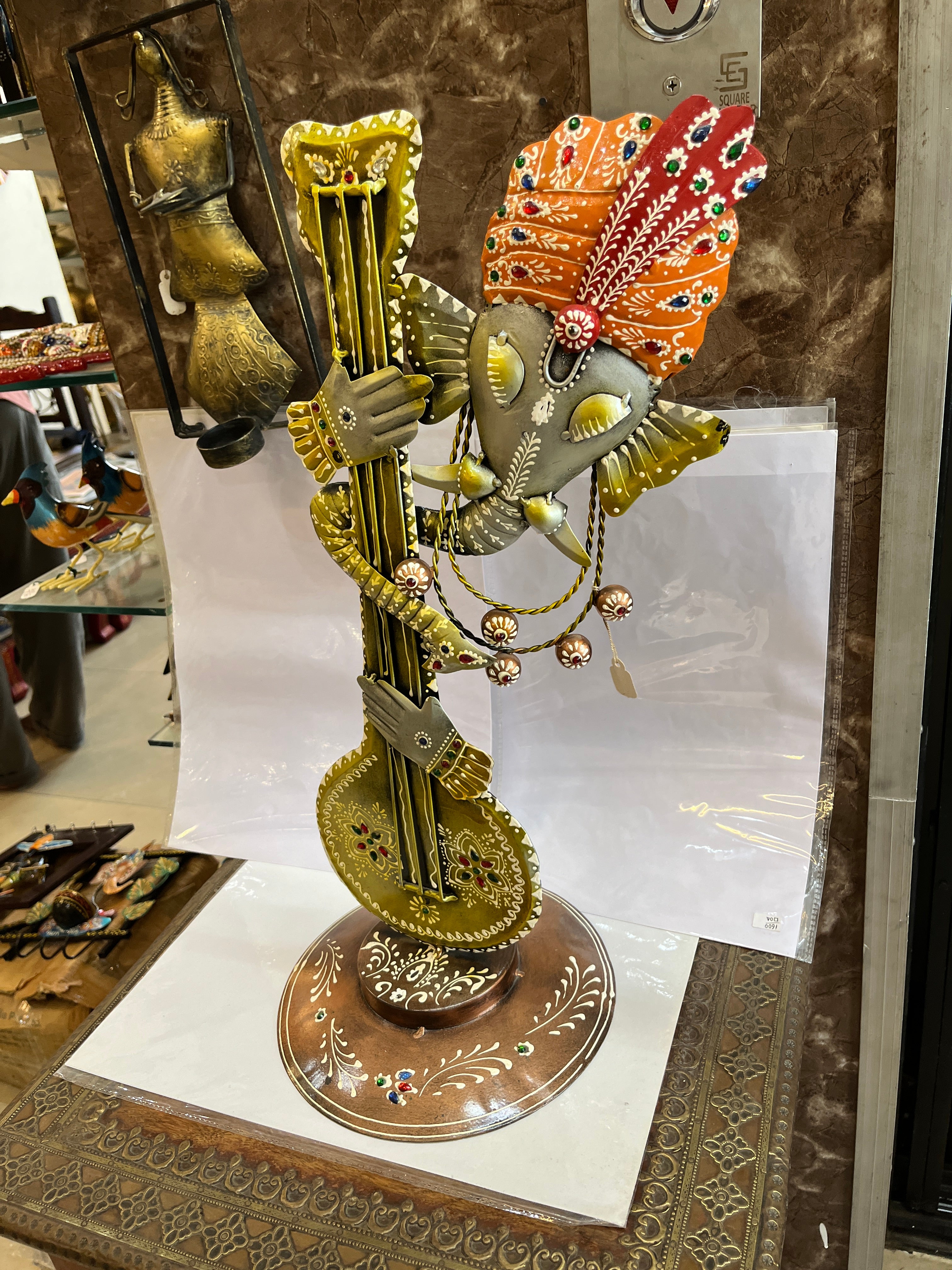 Handcrafted Metal Musical Ganesha Figurine
