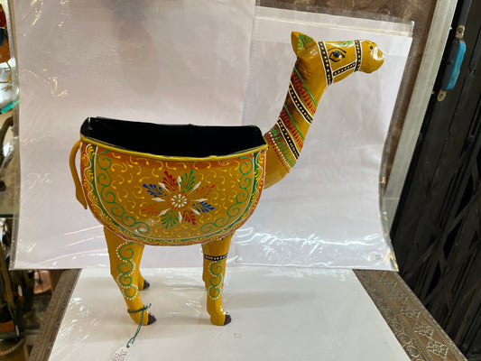 Handcrafted Yellow Metal Camel Planter