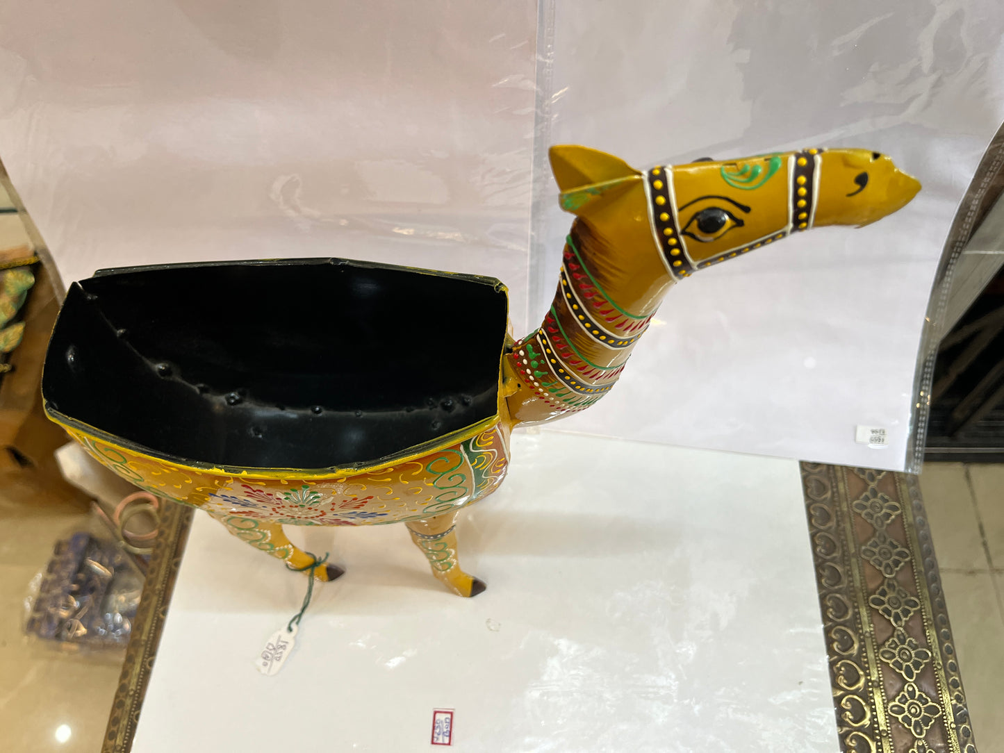 Handcrafted Yellow Metal Camel Planter