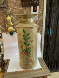 Handcrafted Antique-Finish Metal Floor Vase