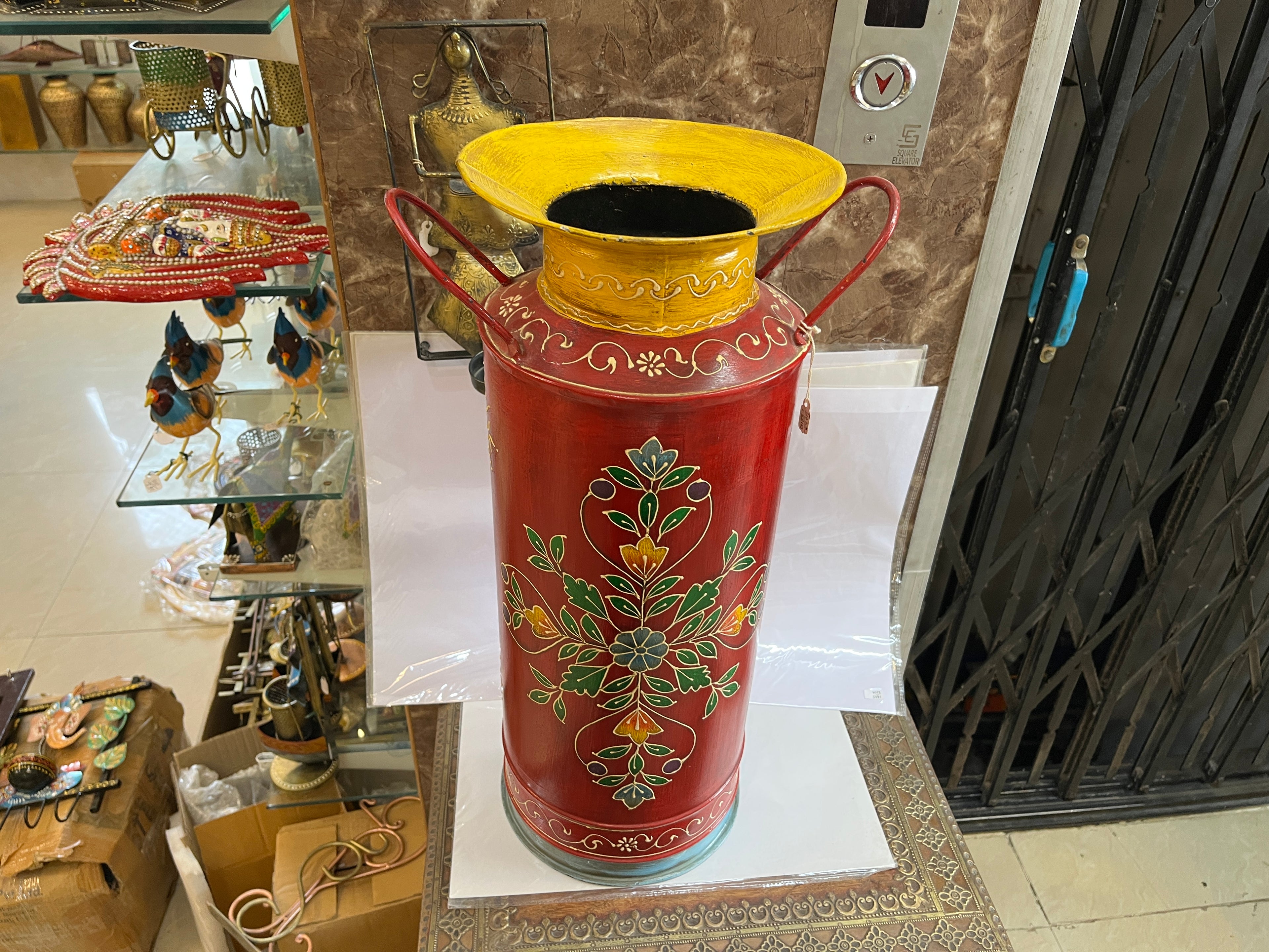 Handcrafted Metal Floral Floor Vase