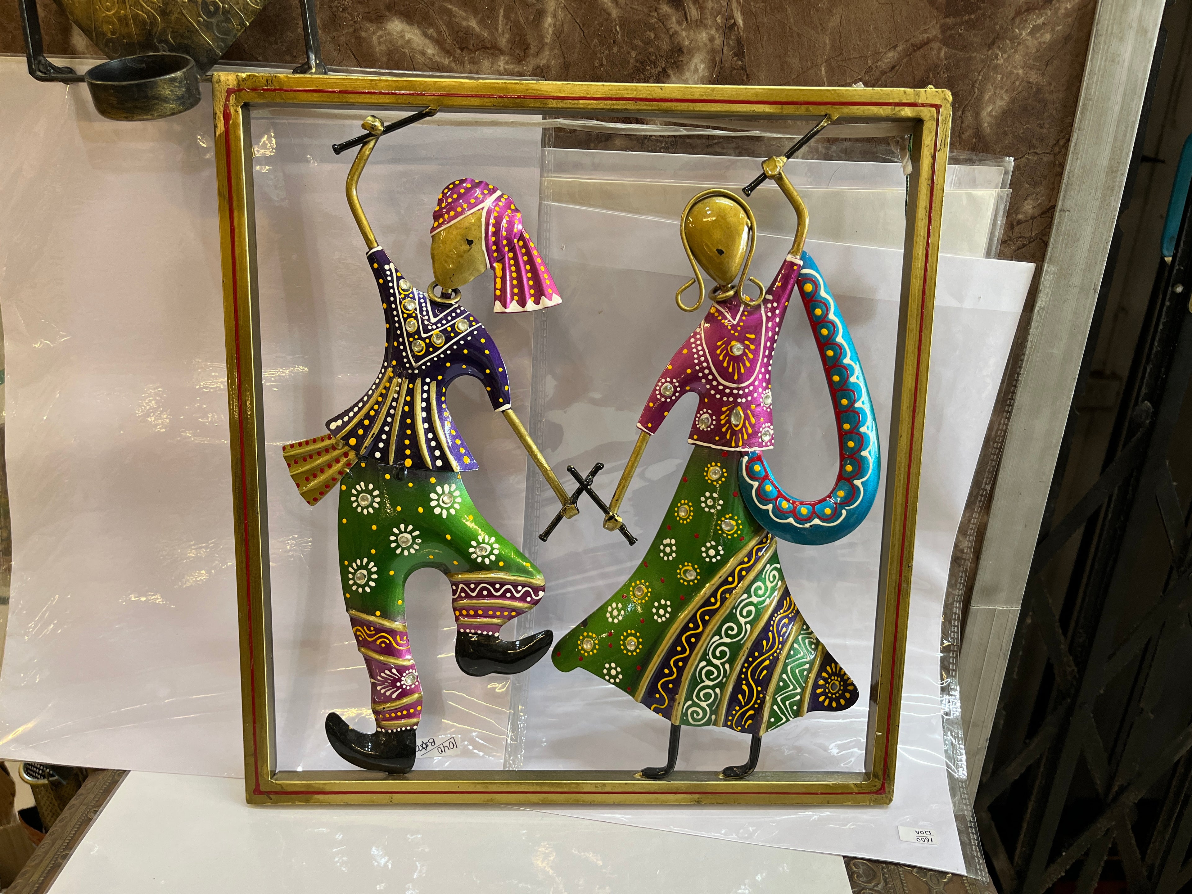 Handcrafted Metal Dandiya Dance Framed Wall Art