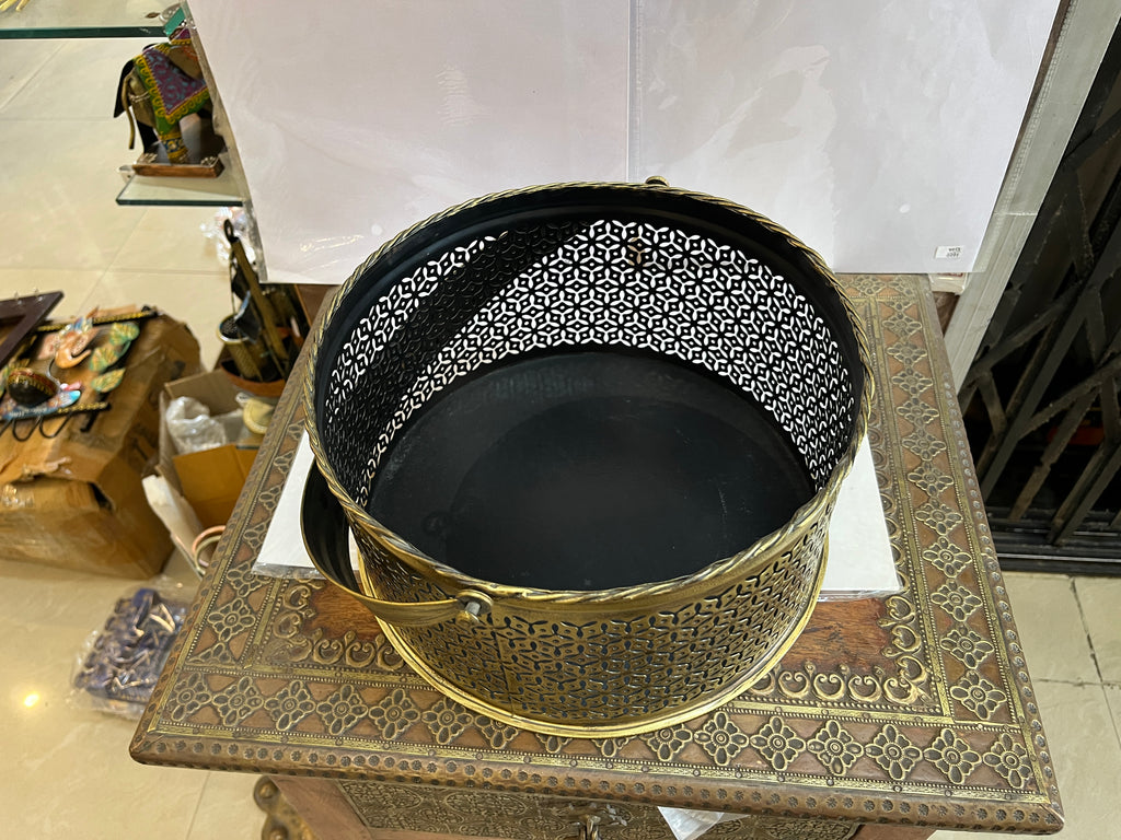 Antique Gold Metal Cut-Out Decorative Basket