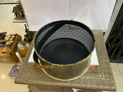 Antique Gold Metal Cut-Out Decorative Basket