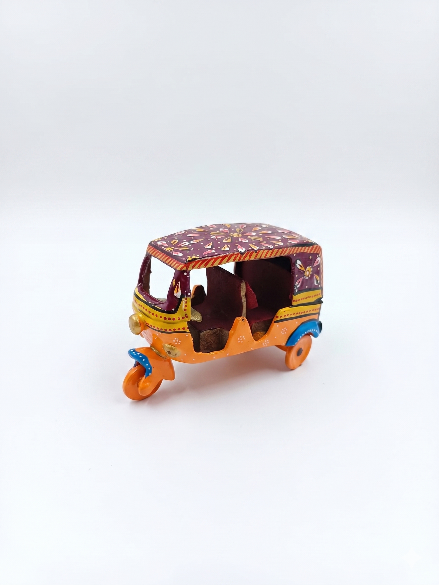 Hand-Painted Wooden Auto Rickshaw Showpiece