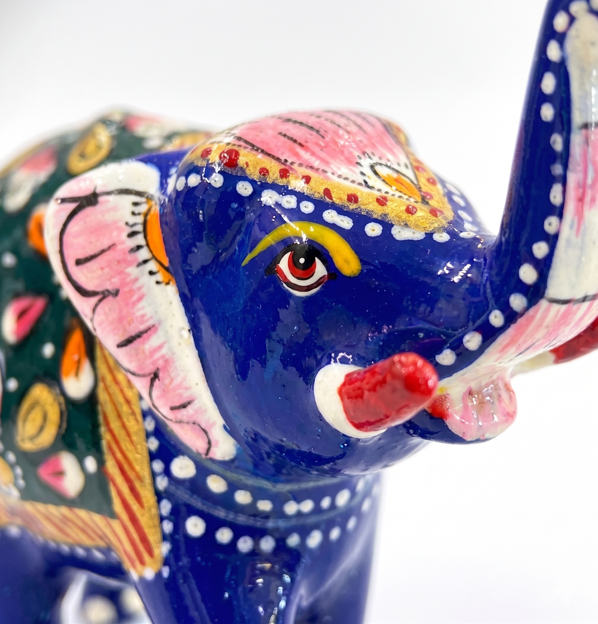 Blue Metal Elephant Figurine