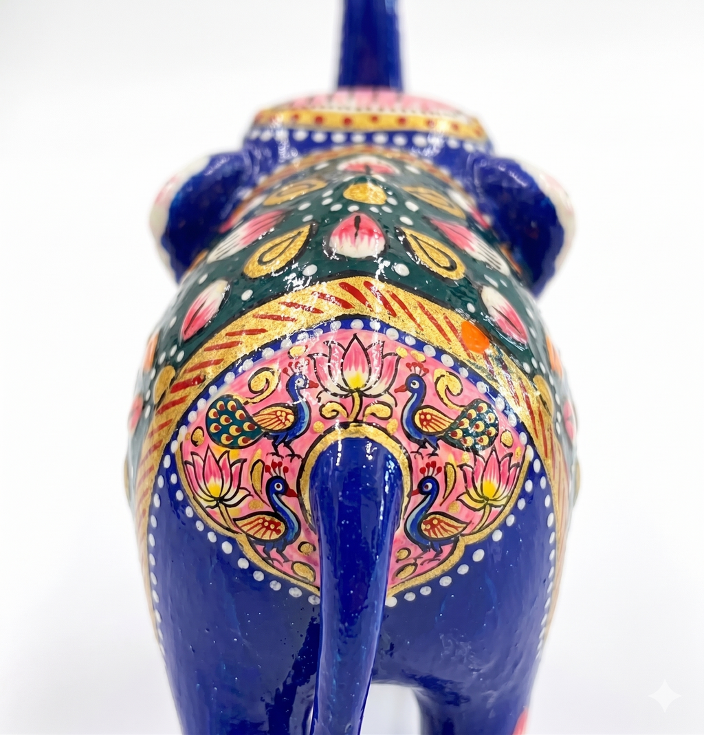 Blue Metal Elephant Figurine