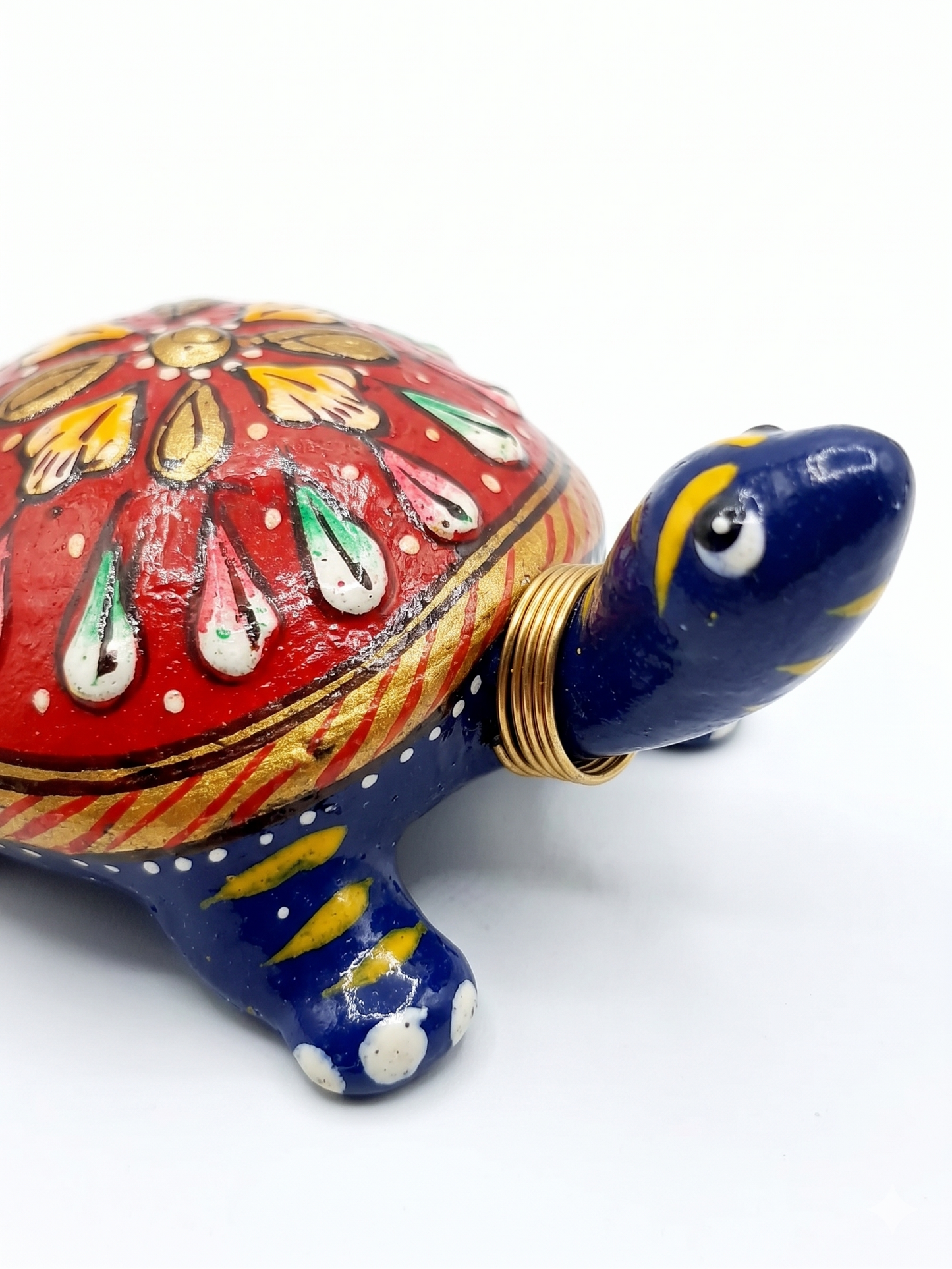 Hand-Painted Wooden Turtle Bobblehead Figurine